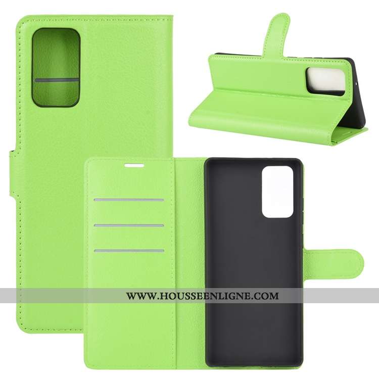 Housse Samsung Galaxy Note20 Cuir Délavé En Daim Étui Téléphone Portable Carte Antidérapant Clamshel