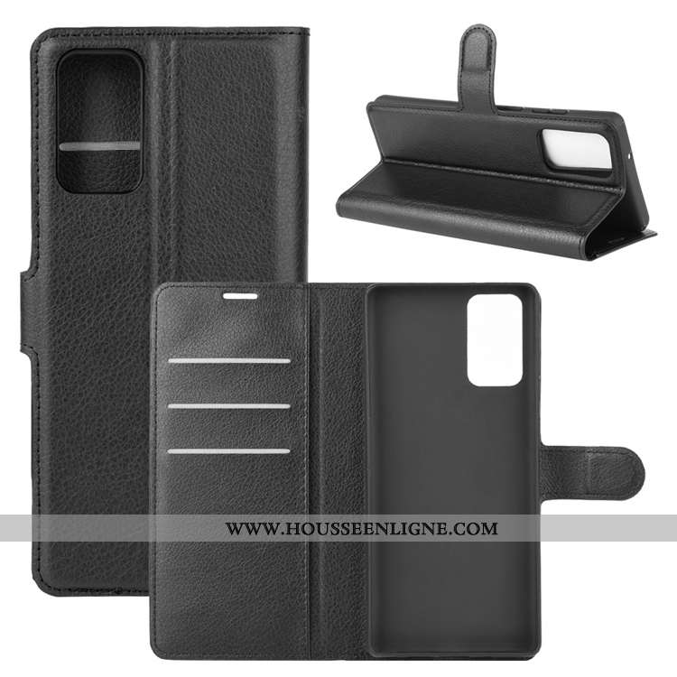 Housse Samsung Galaxy Note20 Cuir Délavé En Daim Étui Téléphone Portable Carte Antidérapant Clamshel