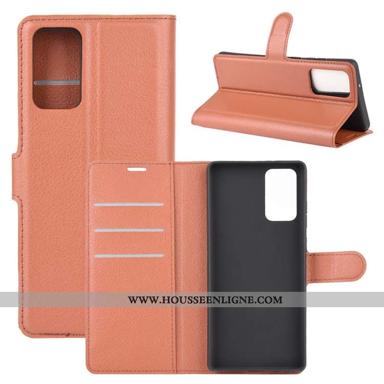 Housse Samsung Galaxy Note20 Cuir Délavé En Daim Étui Téléphone Portable Carte Antidérapant Clamshel