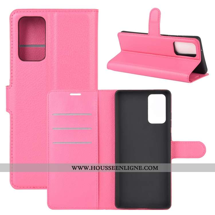 Housse Samsung Galaxy Note20 Cuir Délavé En Daim Étui Téléphone Portable Carte Antidérapant Clamshel