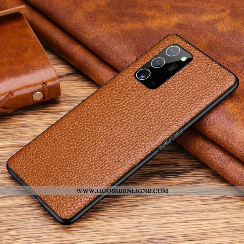 Housse Samsung Galaxy Note20 Cuir Véritable Cuir Couvercle Arrière Téléphone Portable Tout Compris É