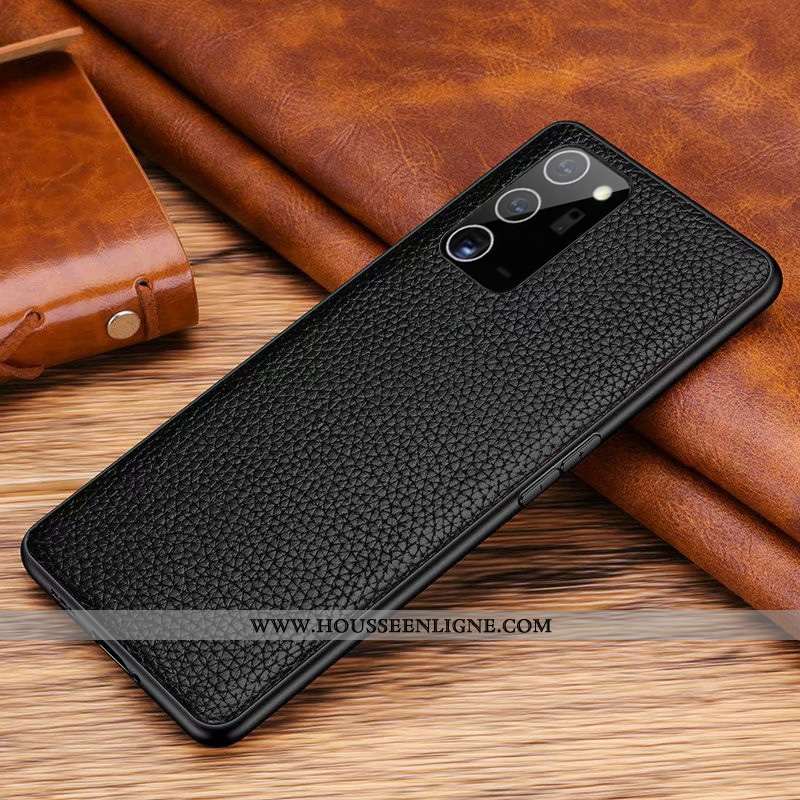Housse Samsung Galaxy Note20 Cuir Véritable Cuir Couvercle Arrière Téléphone Portable Tout Compris É