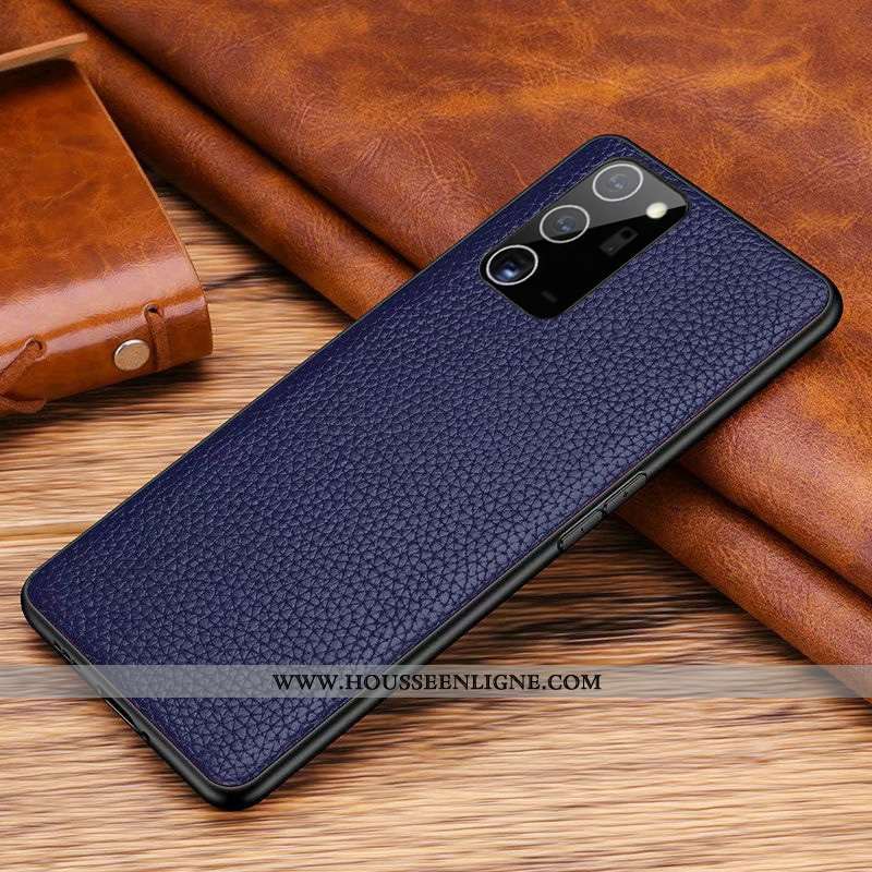 Housse Samsung Galaxy Note20 Cuir Véritable Cuir Couvercle Arrière Téléphone Portable Tout Compris É