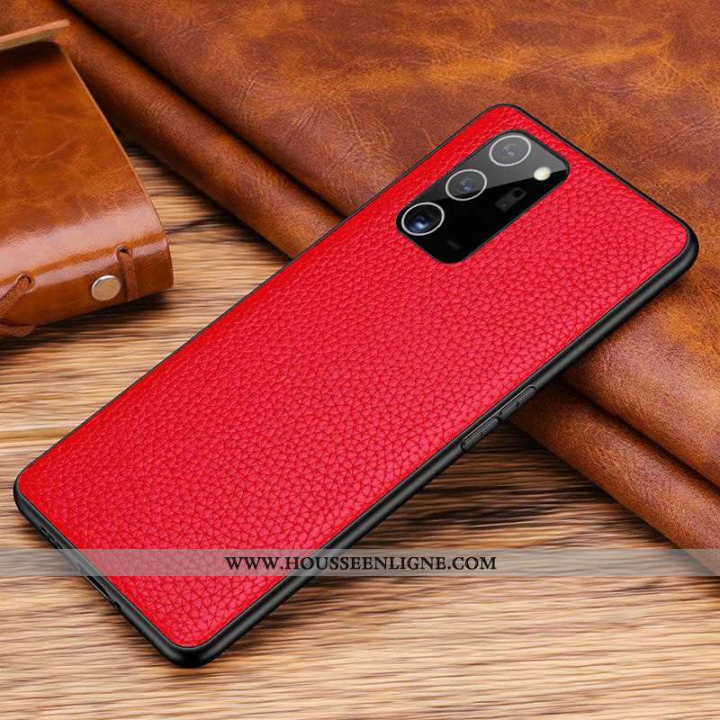 Housse Samsung Galaxy Note20 Cuir Véritable Cuir Couvercle Arrière Téléphone Portable Tout Compris É