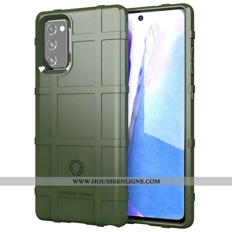 Housse Samsung Galaxy Note20 Fluide Doux Silicone Trois Défenses Vert Délavé En Daim Étoile Téléphon