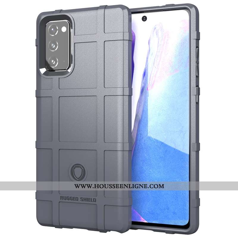 Housse Samsung Galaxy Note20 Fluide Doux Silicone Trois Défenses Vert Délavé En Daim Étoile Téléphon