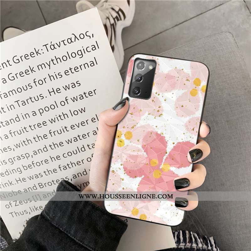 Housse Samsung Galaxy Note20 Losange Téléphone Portable Coque Or Incassable Étoile Fleurs Rose