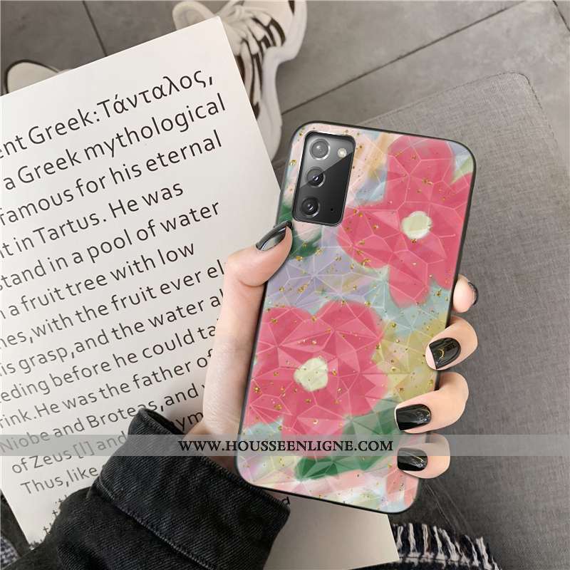 Housse Samsung Galaxy Note20 Losange Téléphone Portable Coque Or Incassable Étoile Fleurs Rose