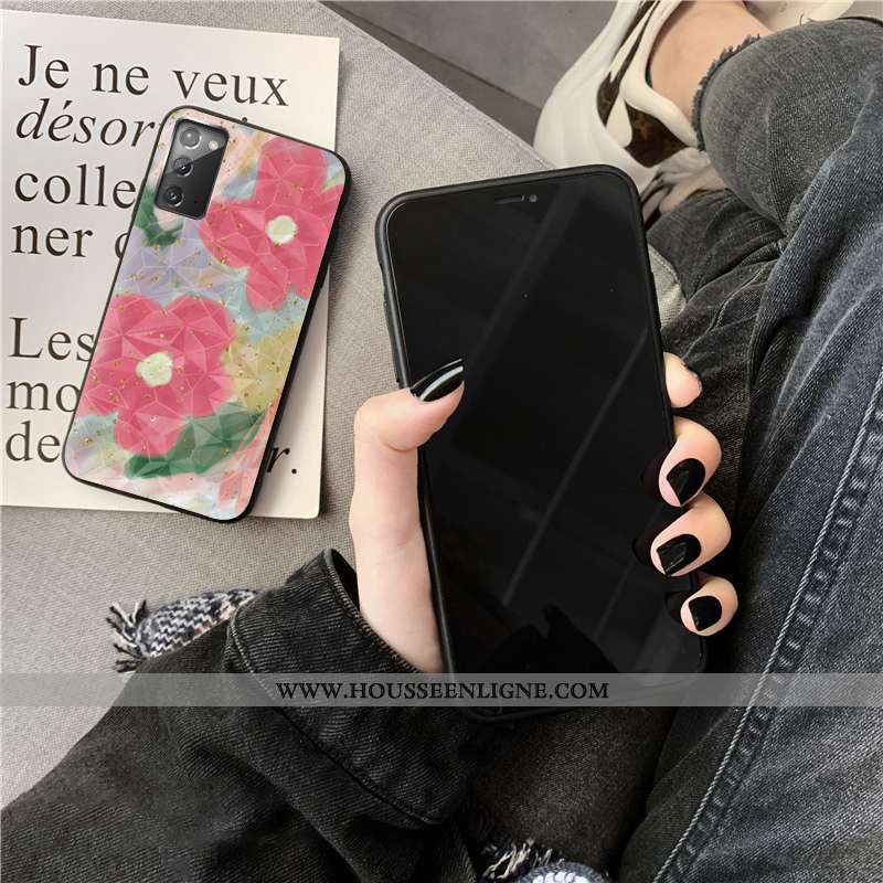 Housse Samsung Galaxy Note20 Losange Téléphone Portable Coque Or Incassable Étoile Fleurs Rose