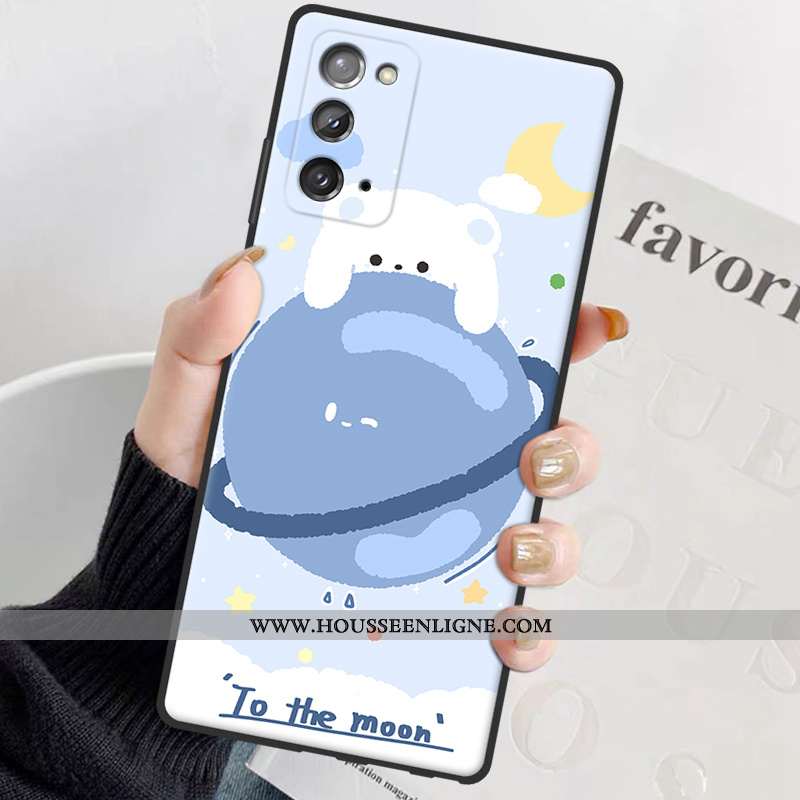 Housse Samsung Galaxy Note20 Silicone Personnalité Incassable Coque Net Rouge Ours Amoureux Bleu