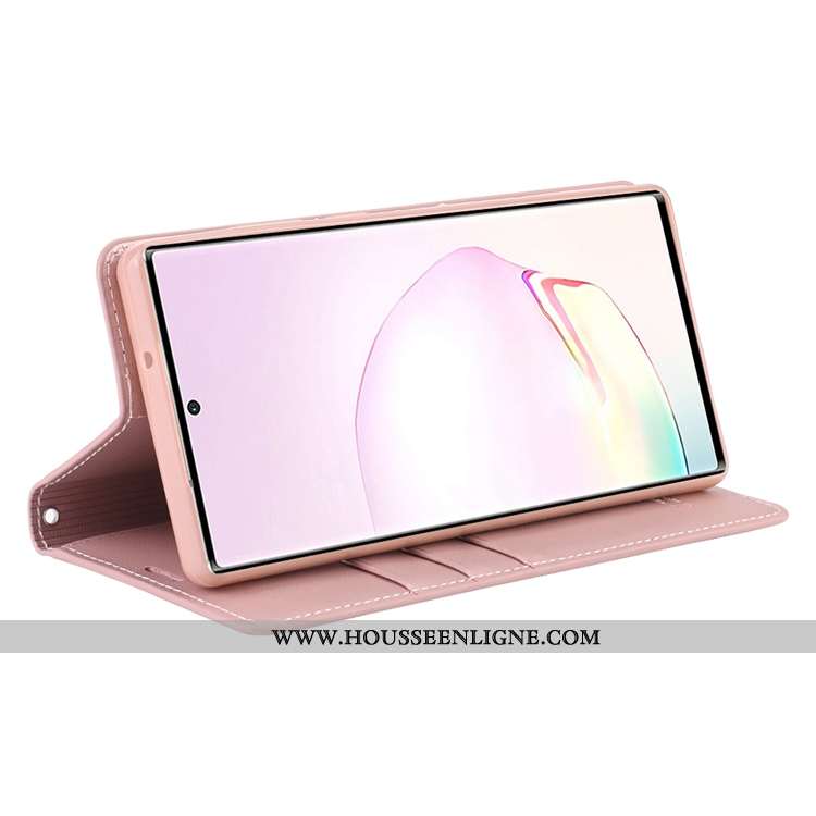 Housse Samsung Galaxy Note20 Ultra Cuir Véritable Portefeuille Téléphone Portable Coque Étui Rose Cl