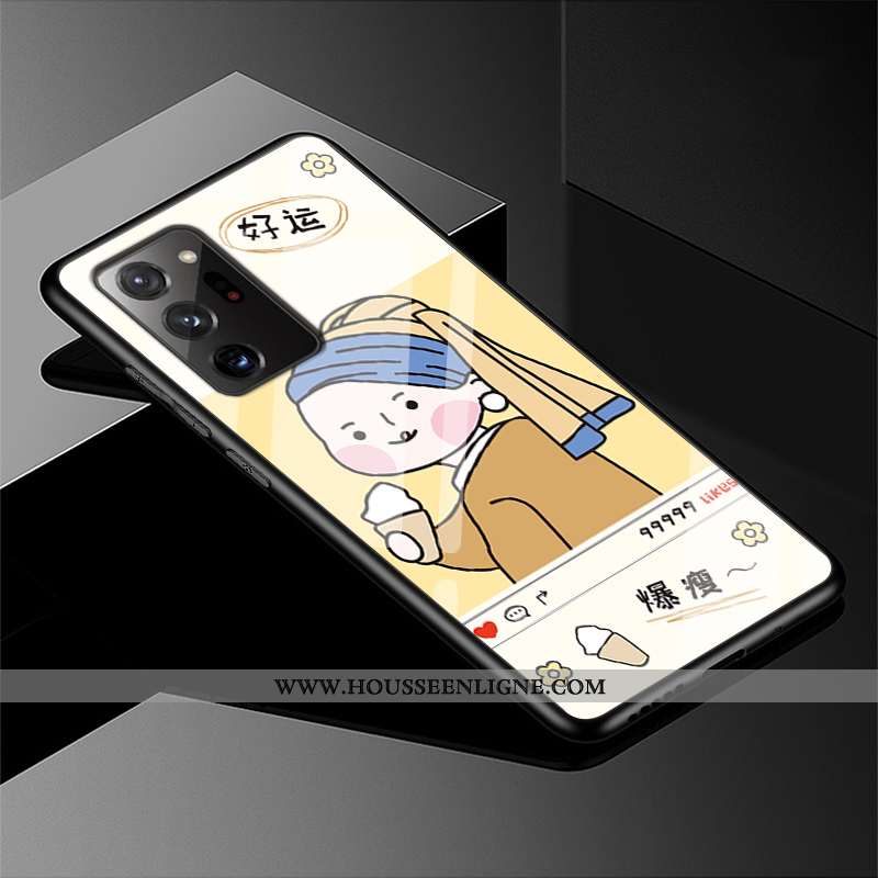Housse Samsung Galaxy Note20 Ultra Délavé En Daim Protection Étui Incassable Étoile Jaune Coque