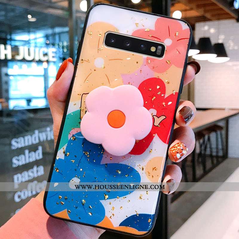 Housse Samsung Galaxy S10+ Créatif Charmant Étoile Fluide Doux Personnalité Étui Tout Compris Rose