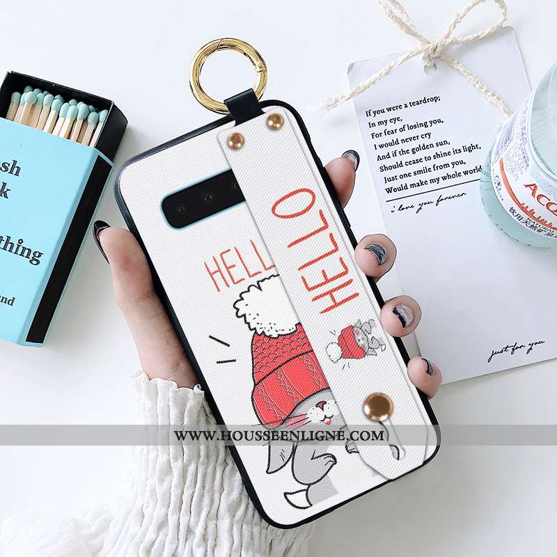 Housse Samsung Galaxy S10 Créatif Dessin Animé Petit Fluide Doux Silicone Étoile Protection Blanche