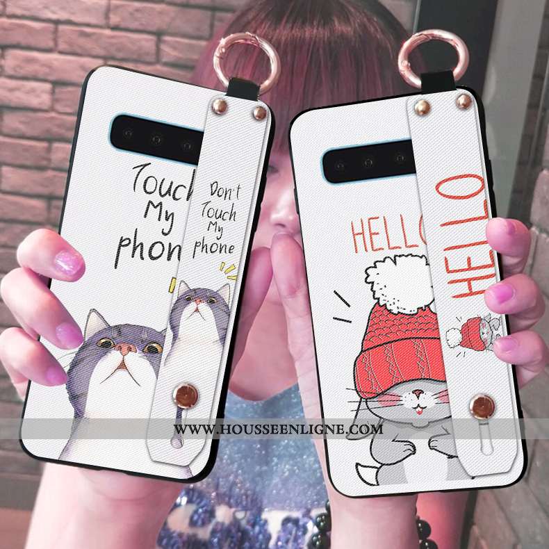 Housse Samsung Galaxy S10 Créatif Dessin Animé Petit Fluide Doux Silicone Étoile Protection Blanche