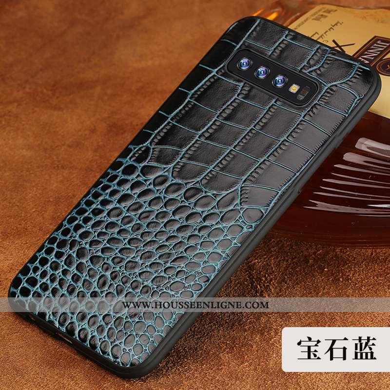 Housse Samsung Galaxy S10 Cuir Modèle Fleurie Coque Protection Incassable Marron Personnalité