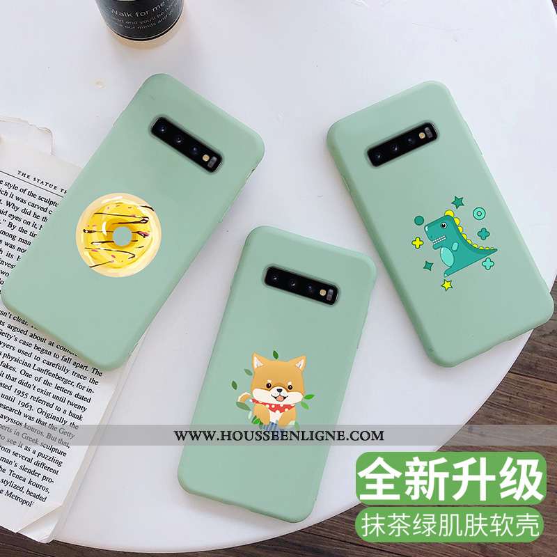 Housse Samsung Galaxy S10 Fluide Doux Silicone Incassable Art Tout Compris Protection Étui Verte
