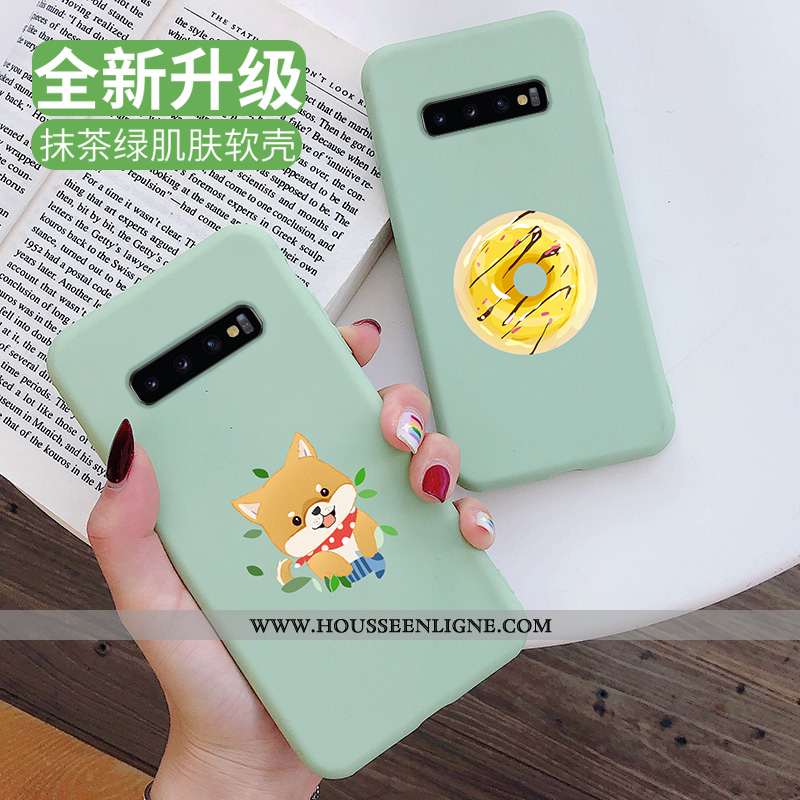 Housse Samsung Galaxy S10 Fluide Doux Silicone Incassable Art Tout Compris Protection Étui Verte