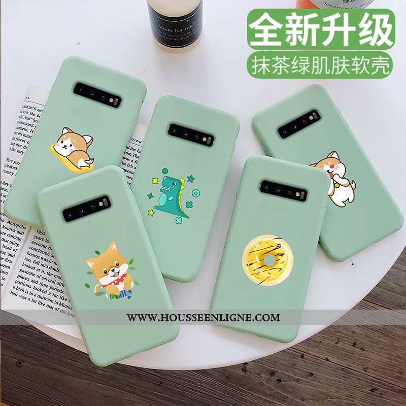 Housse Samsung Galaxy S10 Fluide Doux Silicone Incassable Art Tout Compris Protection Étui Verte