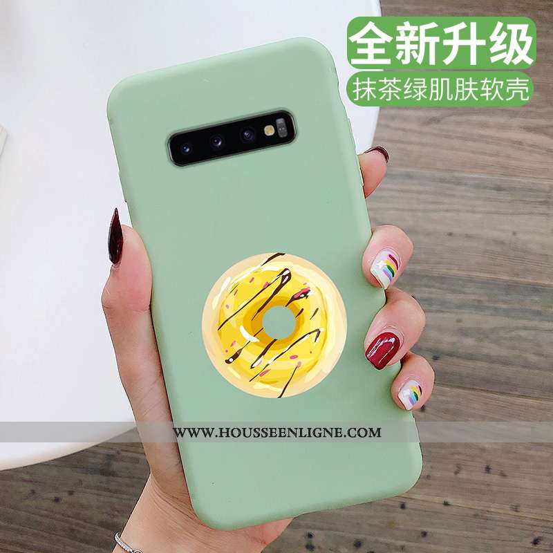 Housse Samsung Galaxy S10 Fluide Doux Silicone Incassable Art Tout Compris Protection Étui Verte