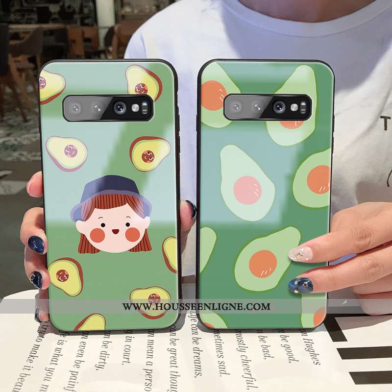 Housse Samsung Galaxy S10 Fluide Doux Silicone Nouveau Tendance Coque Amoureux Bovins Verte