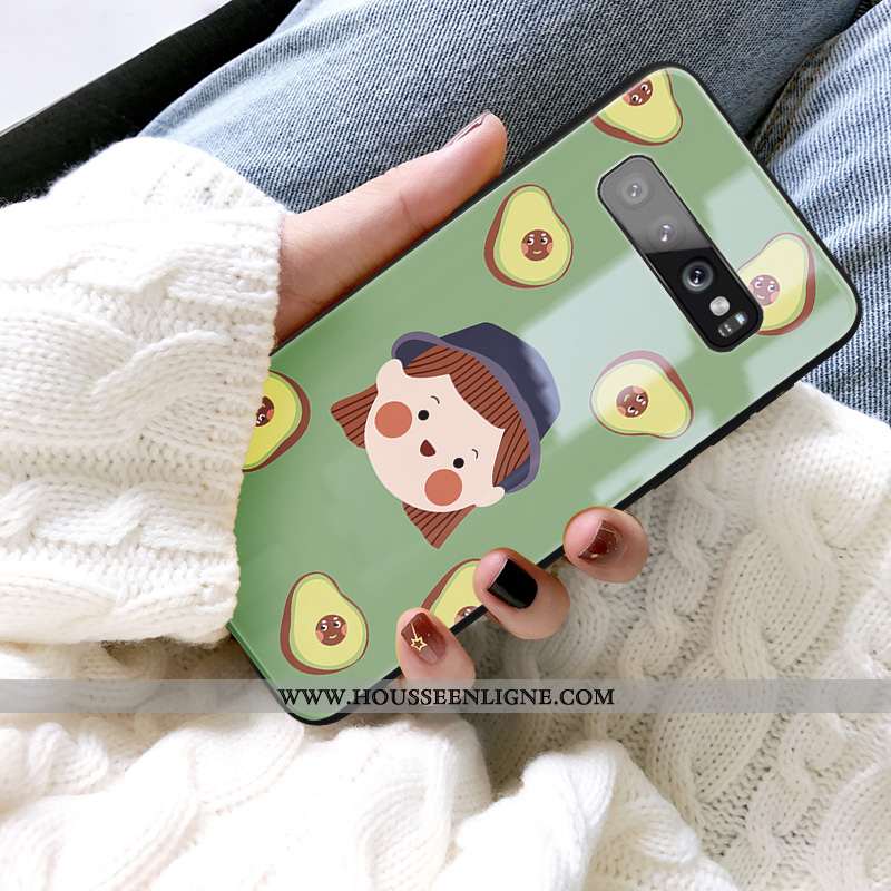 Housse Samsung Galaxy S10 Fluide Doux Silicone Nouveau Tendance Coque Amoureux Bovins Verte