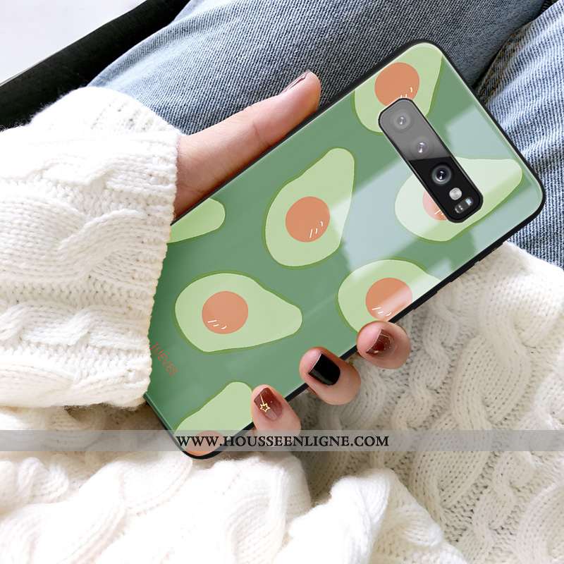 Housse Samsung Galaxy S10 Fluide Doux Silicone Nouveau Tendance Coque Amoureux Bovins Verte