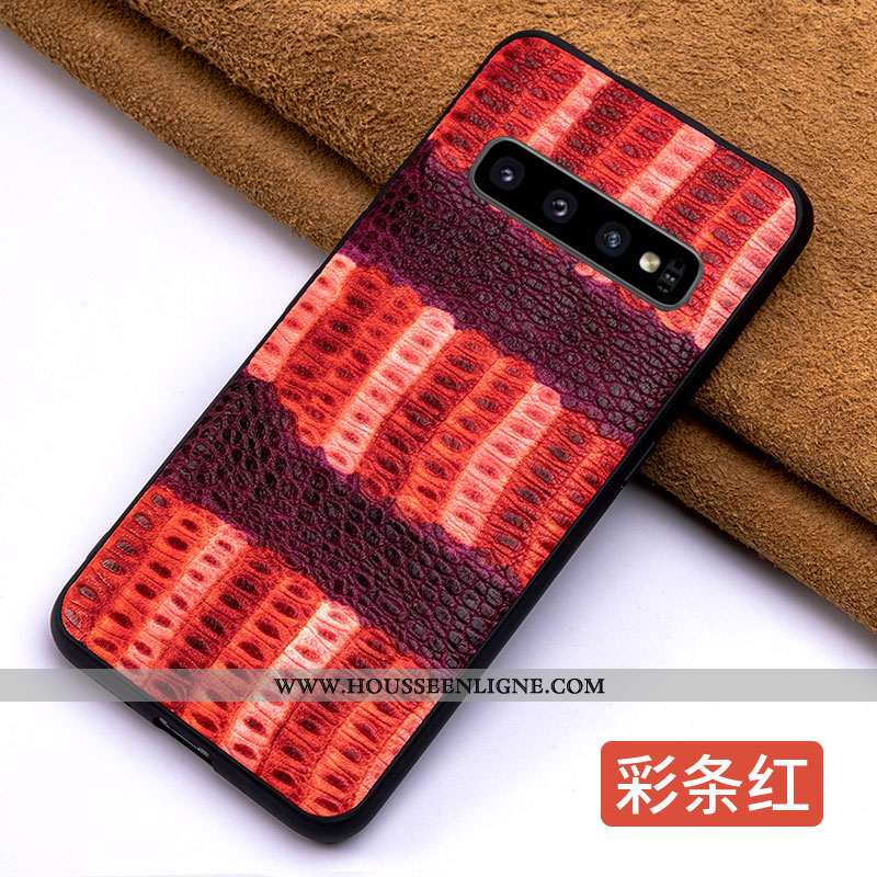 Housse Samsung Galaxy S10 Légère Cuir Tout Compris Simple Tendance Étui Coque Verte