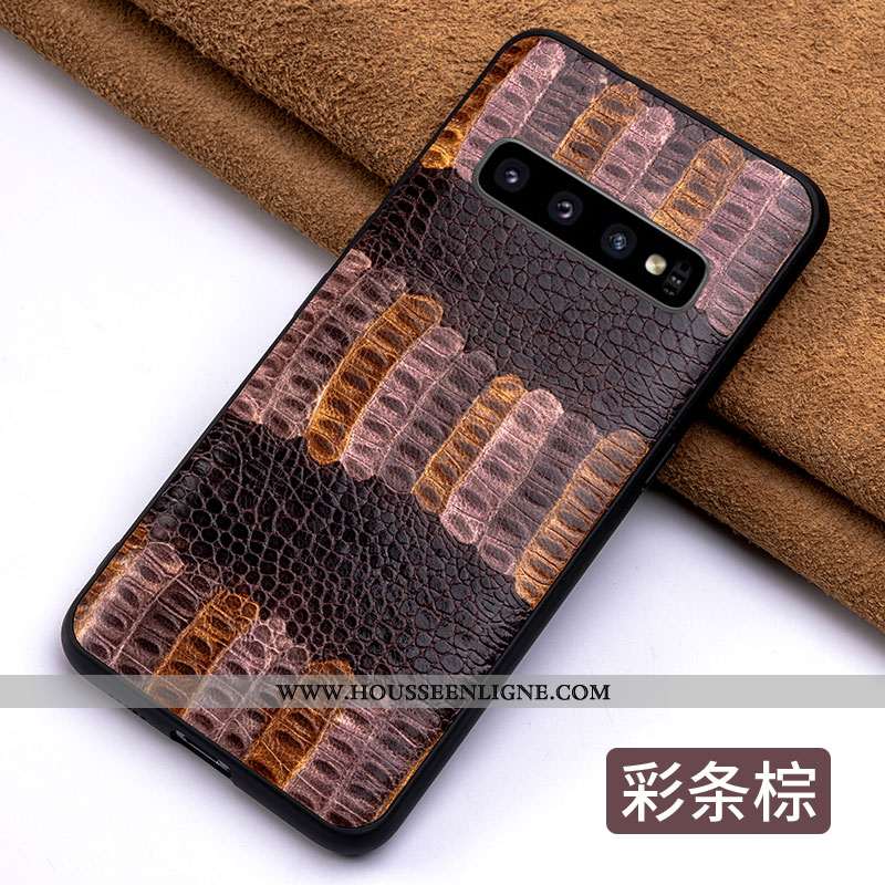 Housse Samsung Galaxy S10 Légère Cuir Tout Compris Simple Tendance Étui Coque Verte