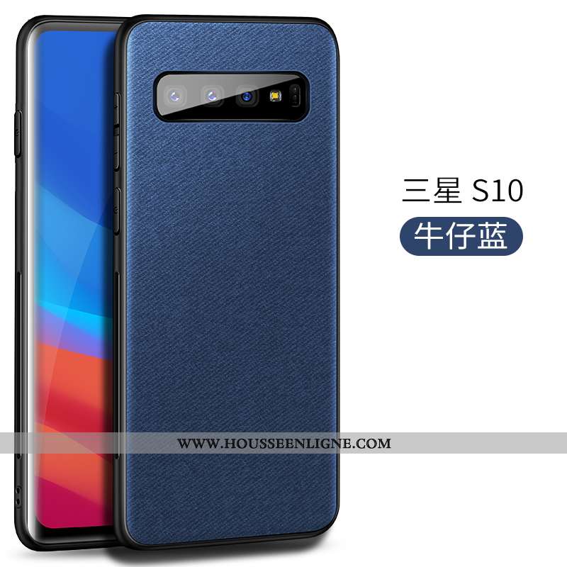 Housse Samsung Galaxy S10 Modèle Fleurie Protection Bleu Ultra Tissu Étoile Magnétisme