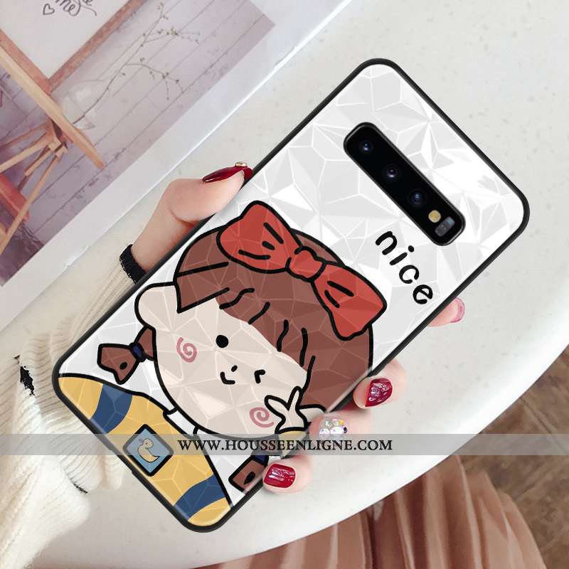 Housse Samsung Galaxy S10 Modèle Fleurie Protection Étoile Amoureux Blanc Incassable Étui Blanche