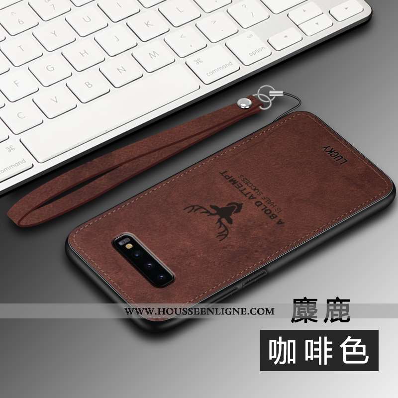 Housse Samsung Galaxy S10 Personnalité Créatif Ultra Modèle Fleurie Fluide Doux Marron Silicone