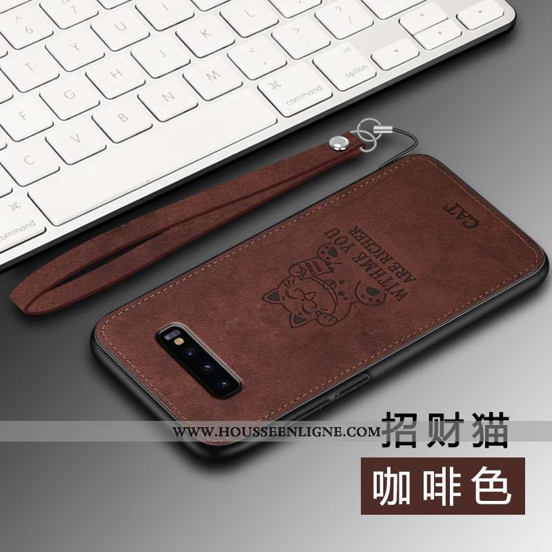 Housse Samsung Galaxy S10 Personnalité Créatif Ultra Modèle Fleurie Fluide Doux Marron Silicone