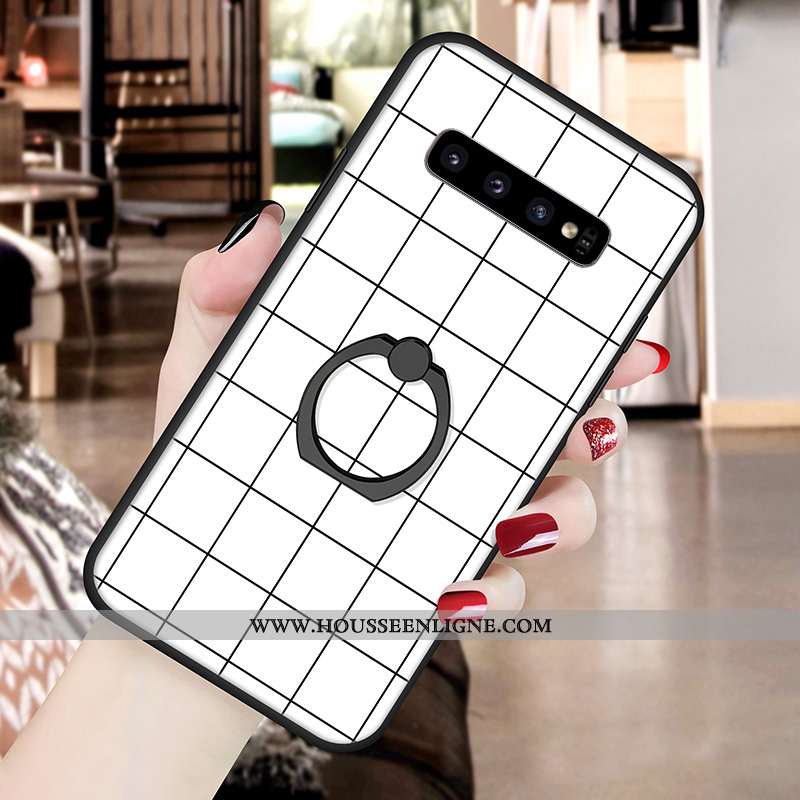 Housse Samsung Galaxy S10 Silicone Fluide Doux Support Motif Noir Blanc Nouveau
