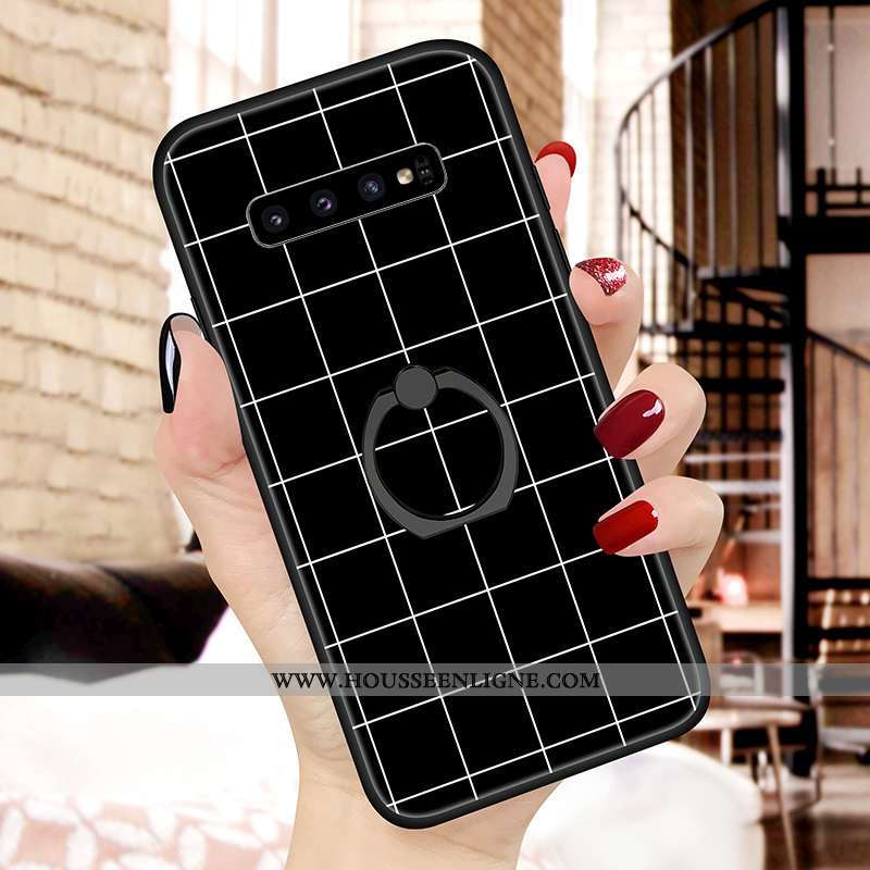 Housse Samsung Galaxy S10 Silicone Fluide Doux Support Motif Noir Blanc Nouveau