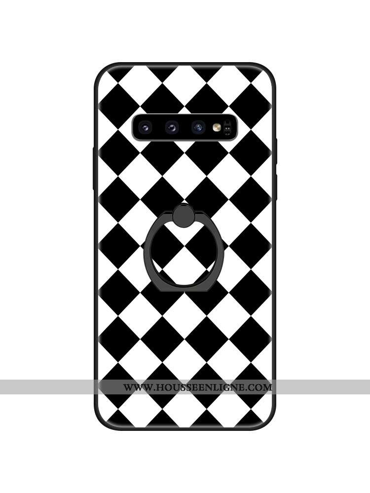 Housse Samsung Galaxy S10 Silicone Fluide Doux Support Motif Noir Blanc Nouveau