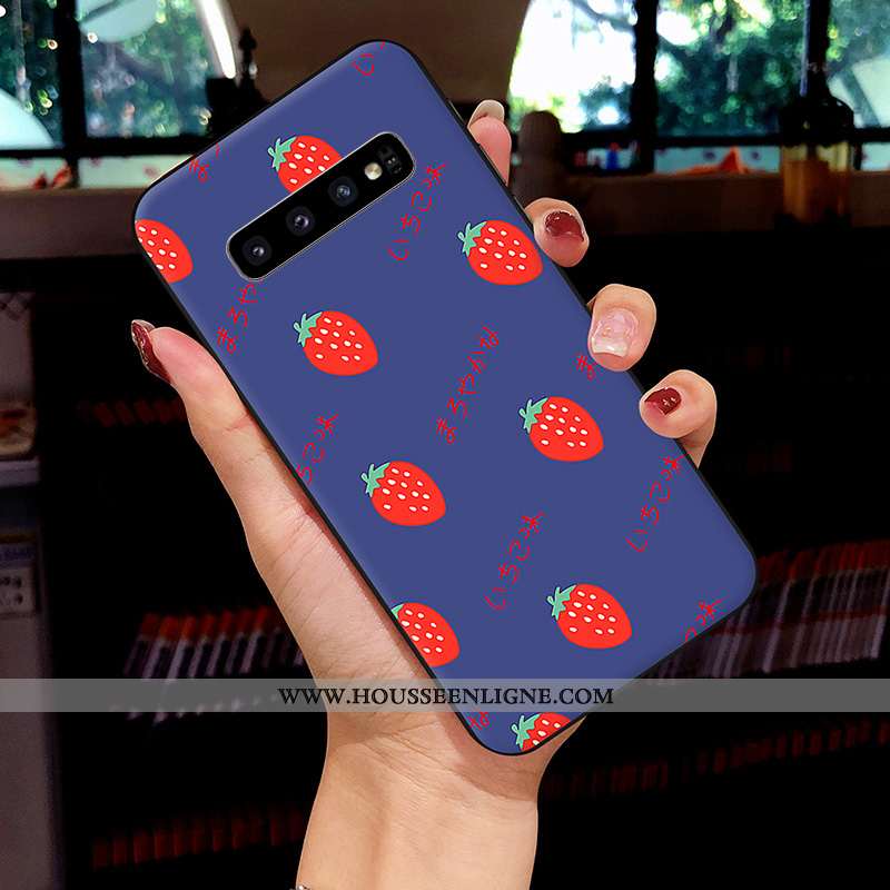 Housse Samsung Galaxy S10 Silicone Protection Coque Net Rouge Dessin Animé Frais Étoile Jaune