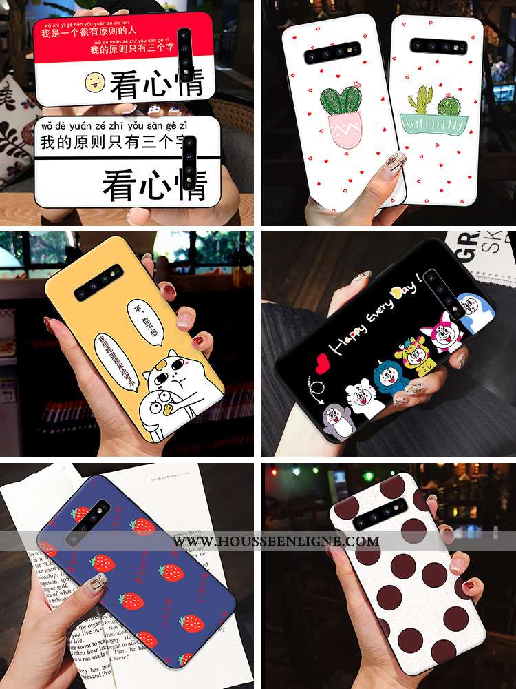 Housse Samsung Galaxy S10 Silicone Protection Coque Net Rouge Dessin Animé Frais Étoile Jaune