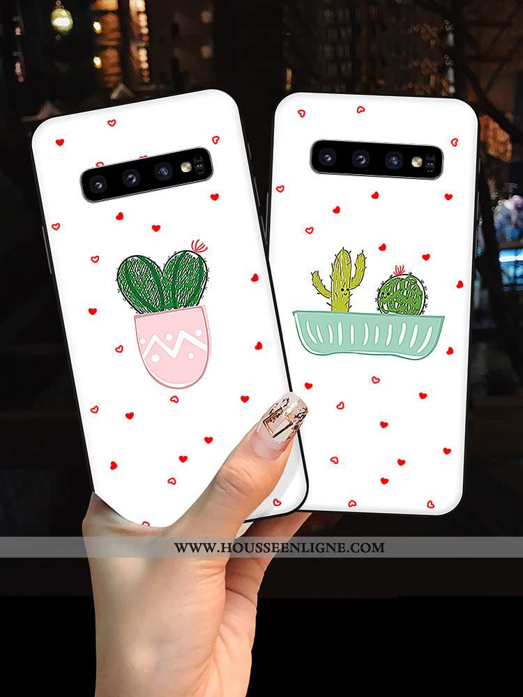 Housse Samsung Galaxy S10 Silicone Protection Coque Net Rouge Dessin Animé Frais Étoile Jaune