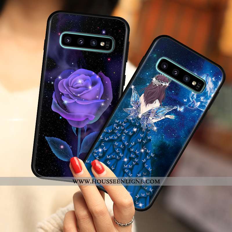 Housse Samsung Galaxy S10 Silicone Protection Coque Étoile Étui Incassable Tout Compris Bleu Foncé