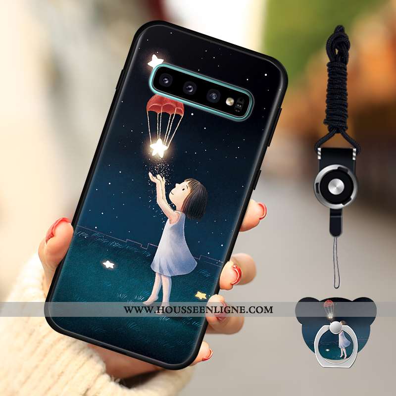 Housse Samsung Galaxy S10 Silicone Protection Coque Étoile Étui Incassable Tout Compris Bleu Foncé