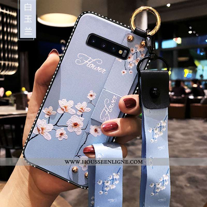 Housse Samsung Galaxy S10 Silicone Protection Net Rouge Blanc Fluide Doux Fleur Étoile Blanche