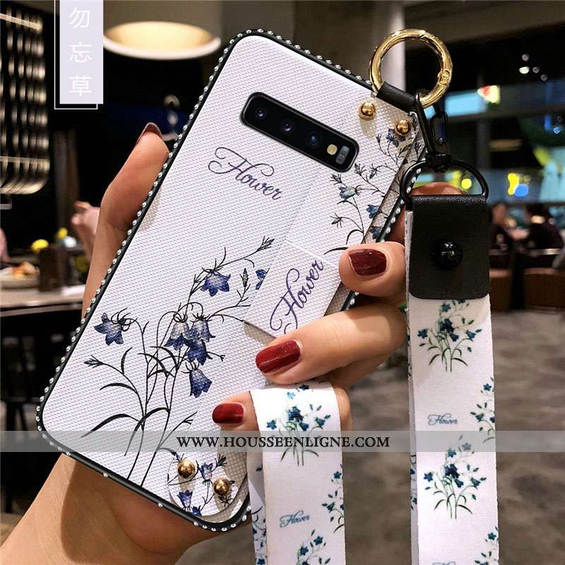 Housse Samsung Galaxy S10 Silicone Protection Net Rouge Blanc Fluide Doux Fleur Étoile Blanche