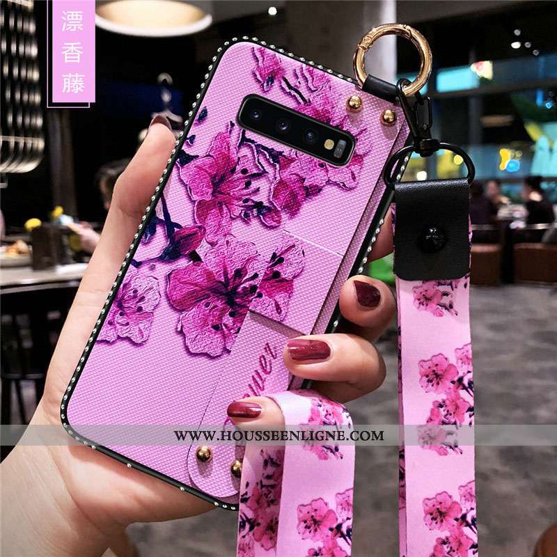 Housse Samsung Galaxy S10 Silicone Protection Net Rouge Blanc Fluide Doux Fleur Étoile Blanche