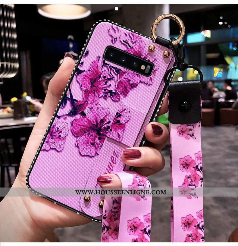 Housse Samsung Galaxy S10 Silicone Protection Net Rouge Blanc Fluide Doux Fleur Étoile Blanche