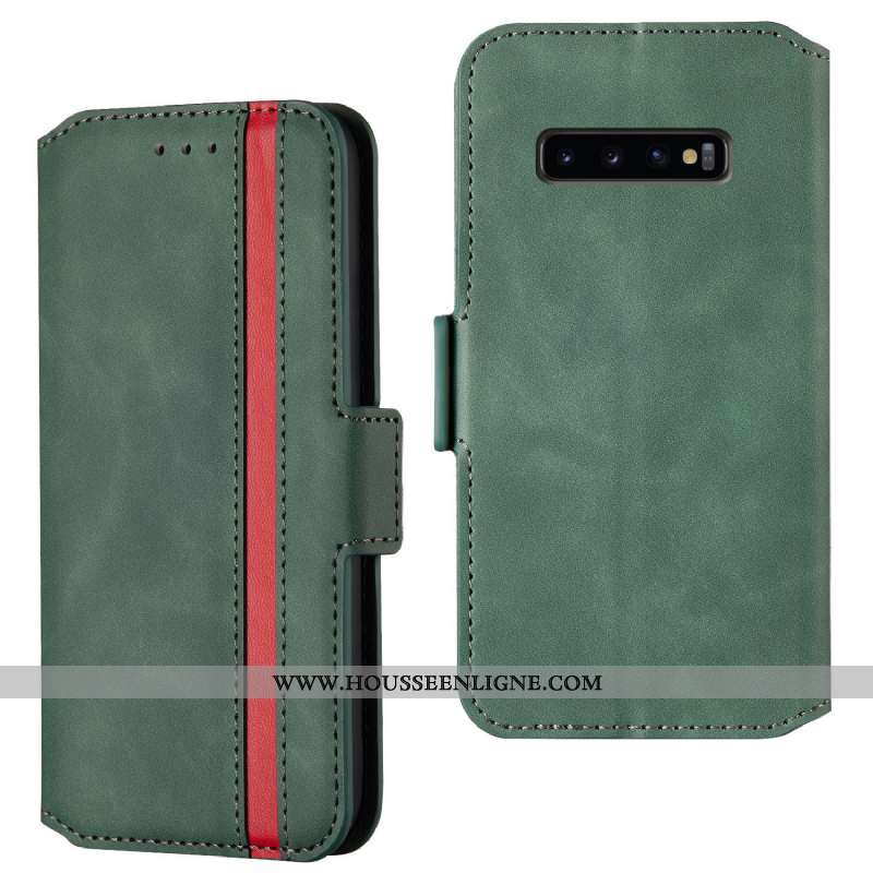 Housse Samsung Galaxy S10+ Tendance Cuir Tout Compris Incassable Étui Clamshell Rouge