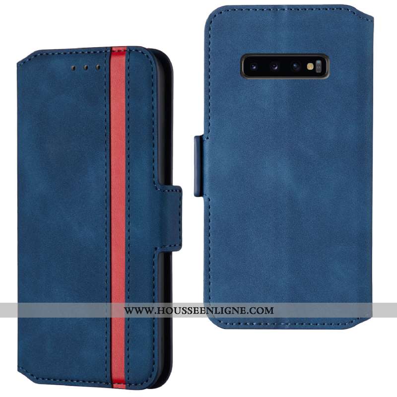 Housse Samsung Galaxy S10+ Tendance Cuir Tout Compris Incassable Étui Clamshell Rouge