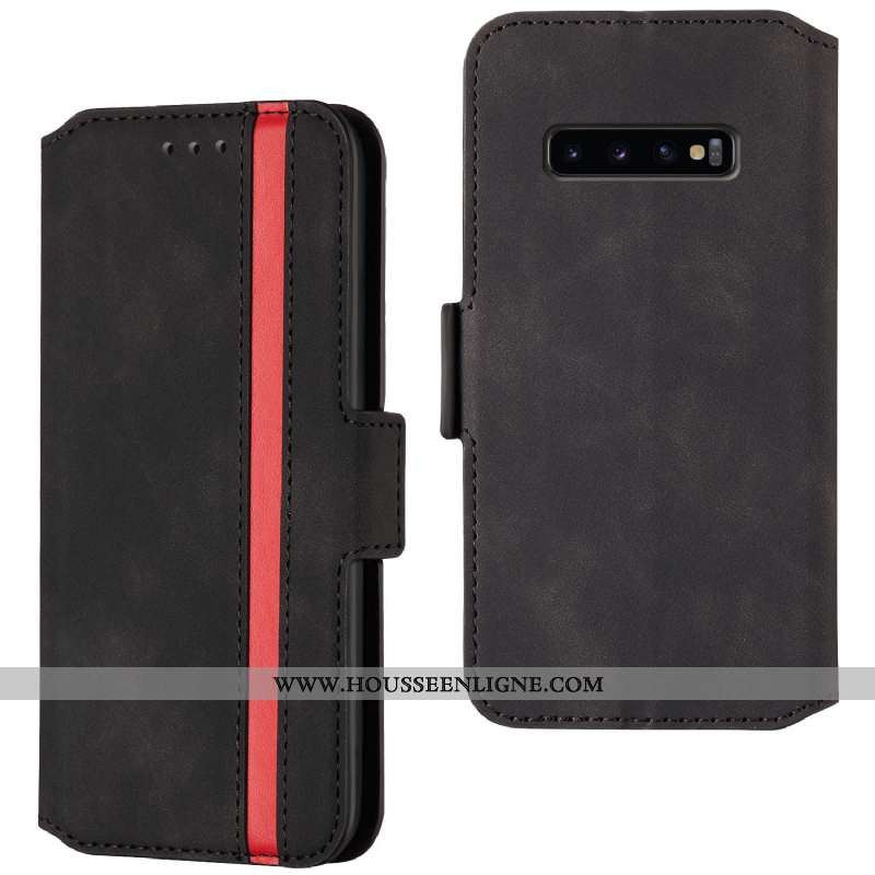 Housse Samsung Galaxy S10+ Tendance Cuir Tout Compris Incassable Étui Clamshell Rouge