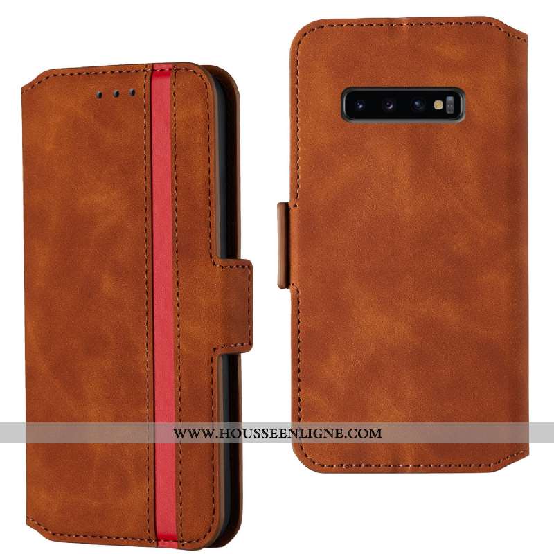 Housse Samsung Galaxy S10+ Tendance Cuir Tout Compris Incassable Étui Clamshell Rouge
