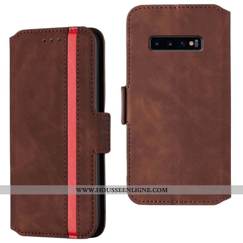 Housse Samsung Galaxy S10+ Tendance Cuir Tout Compris Incassable Étui Clamshell Rouge